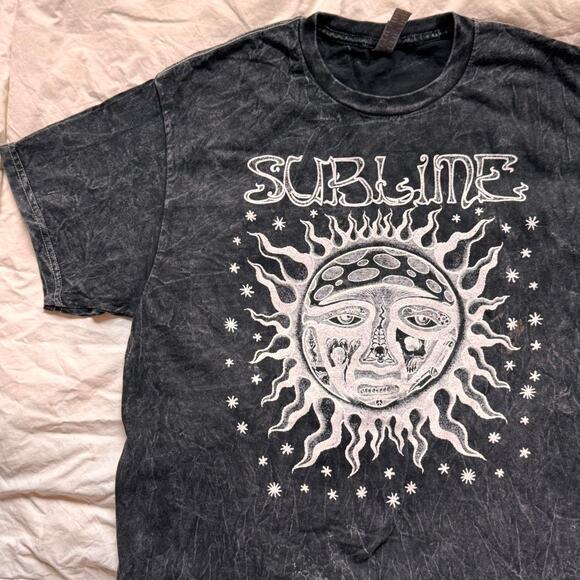 Sublime graphic band tee sz L black mineral washed sun stars celestial goth - Picture 3 of 8
